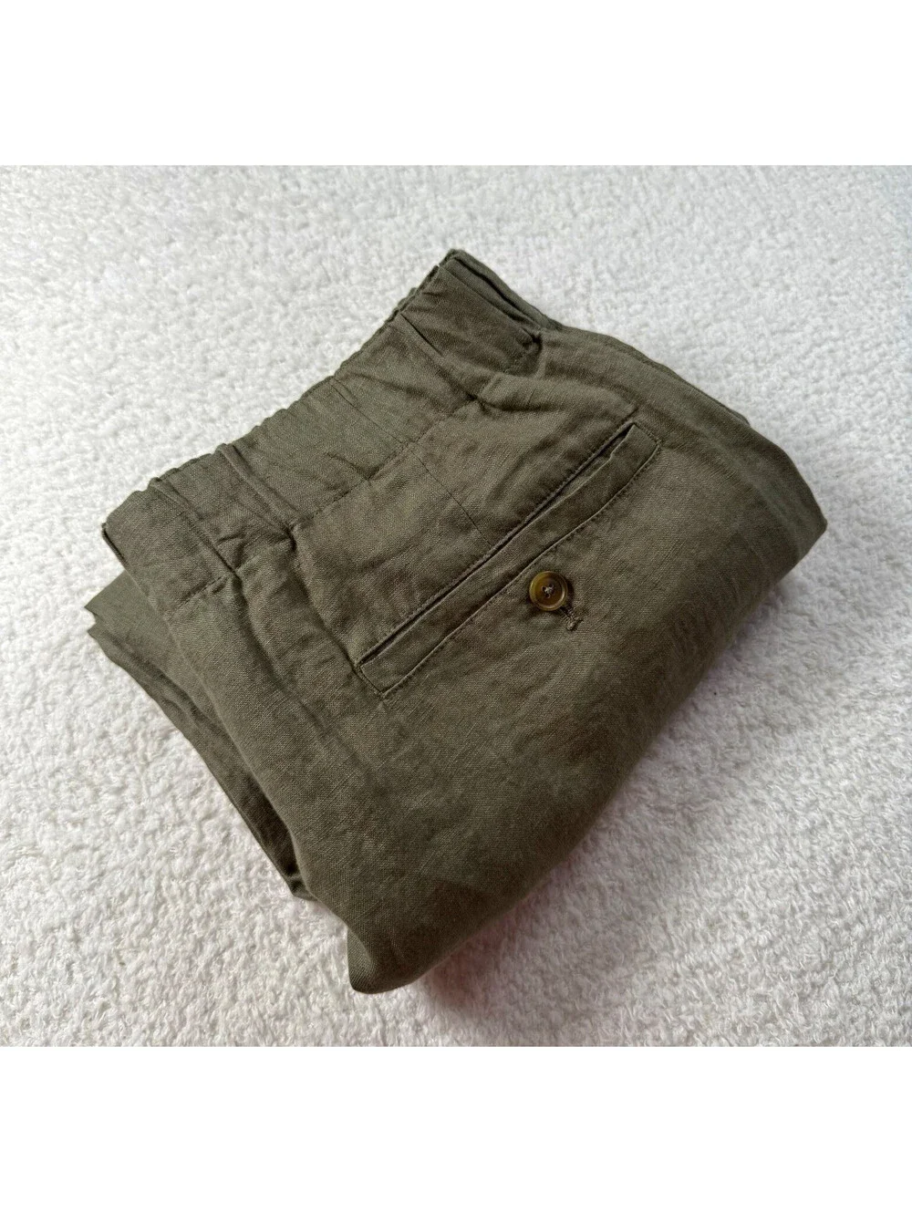 Quince 100% European Linen Pants Men’s M Bayberry Olive Elastic Waist